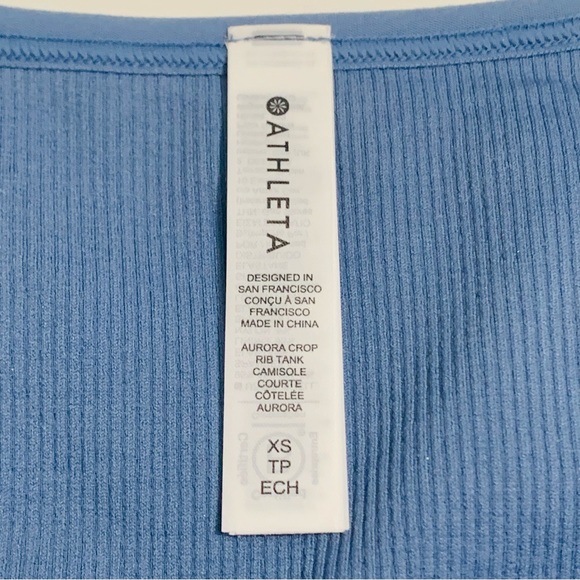 Athleta Aurora Crop Rib Tank Top in Blue Size XS - Picture 2 of 7